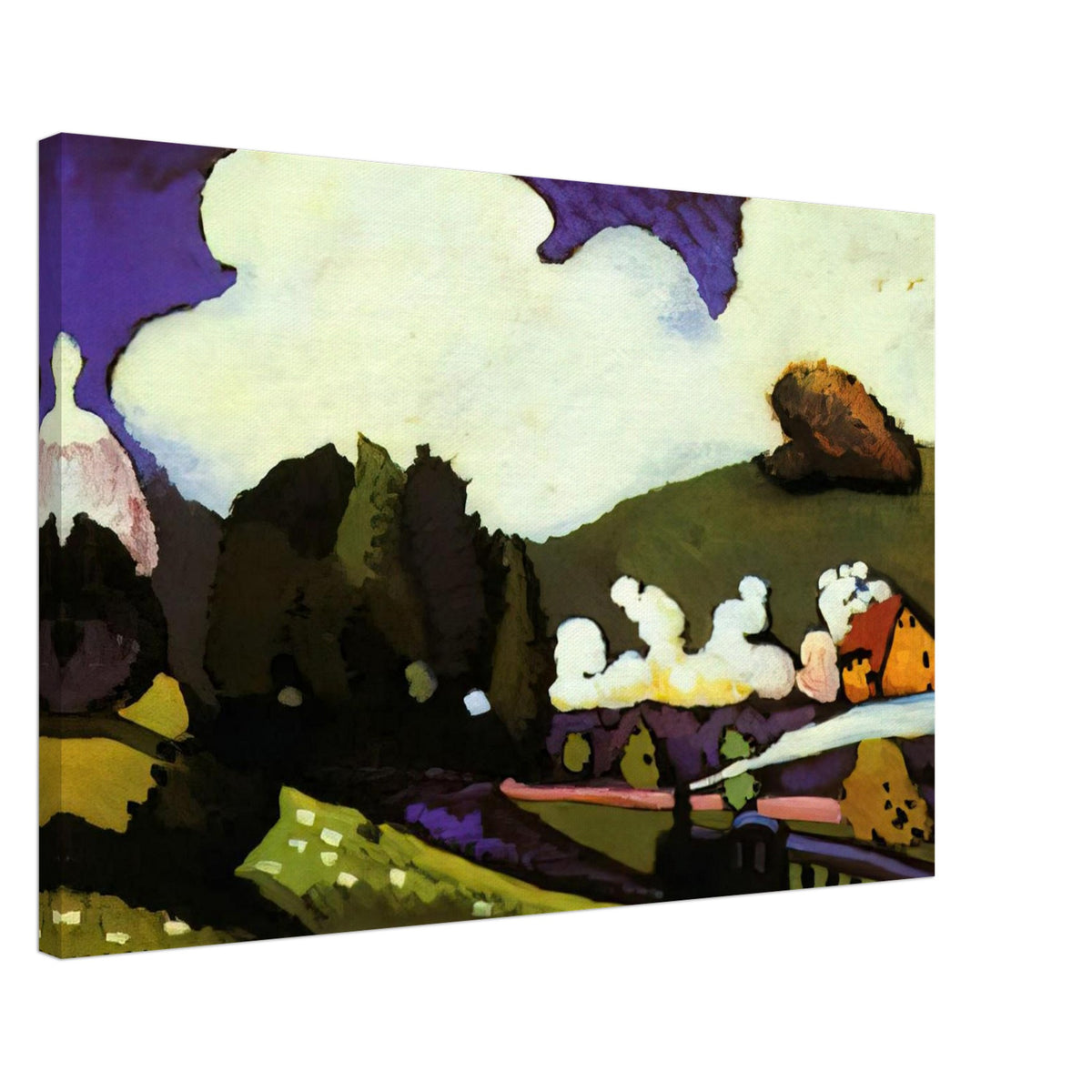 LANDSCAPE WITH A STEAM LOCOMOTIVE 1909 Canvas | Wassily Kandinsky Canvas | Wassily Kandinsky Shop
