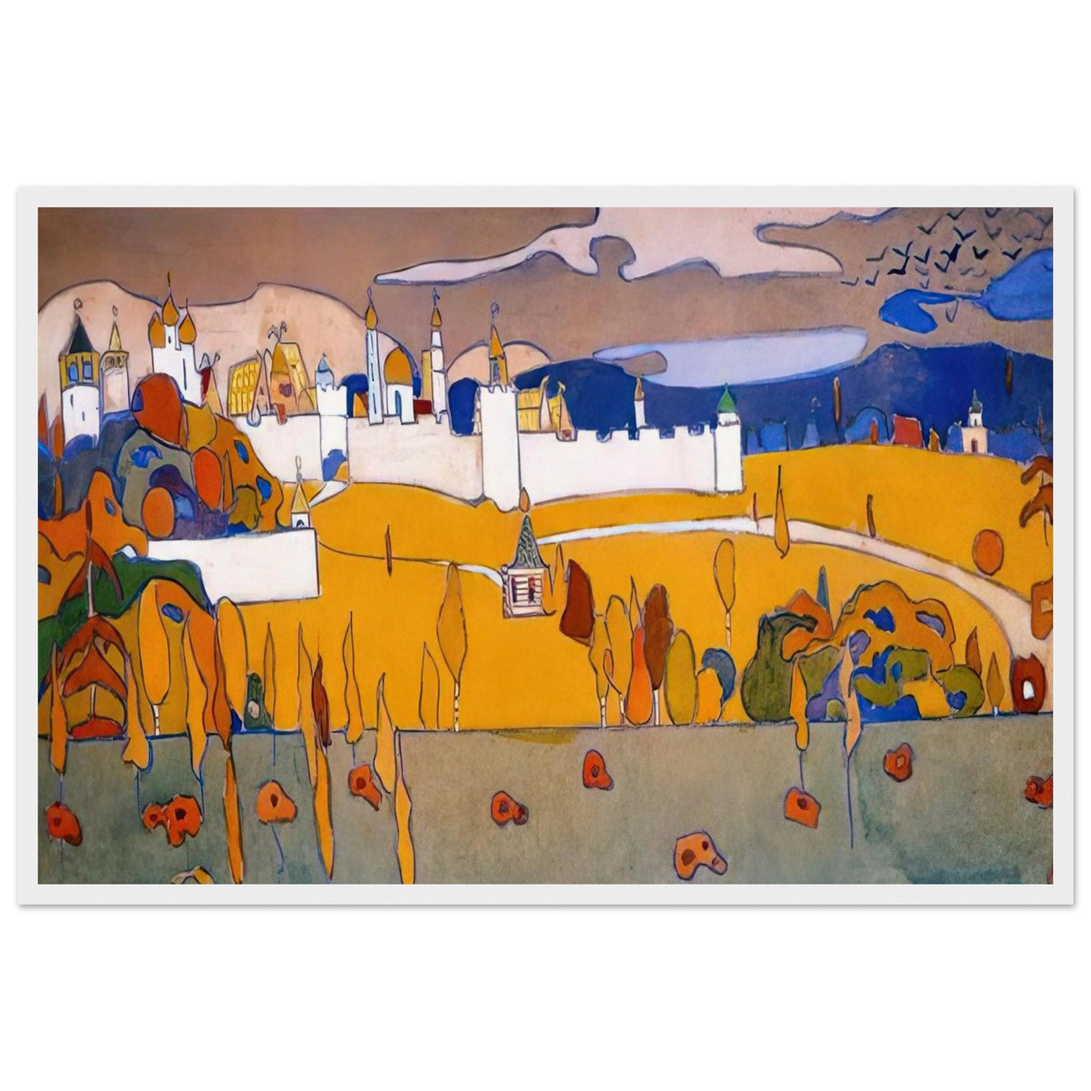 WALLED CITY IN AUTUMN LANDSCAPE 1902 Framed Poster | Wassily Kandinsky Framed Prints Wall Art | Wassily Kandinsky Shop